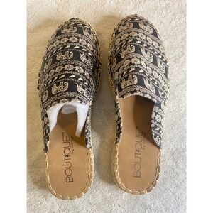 Boutique by Corkys Taffy Elephant Print Espadrille Mules Womens 10, New